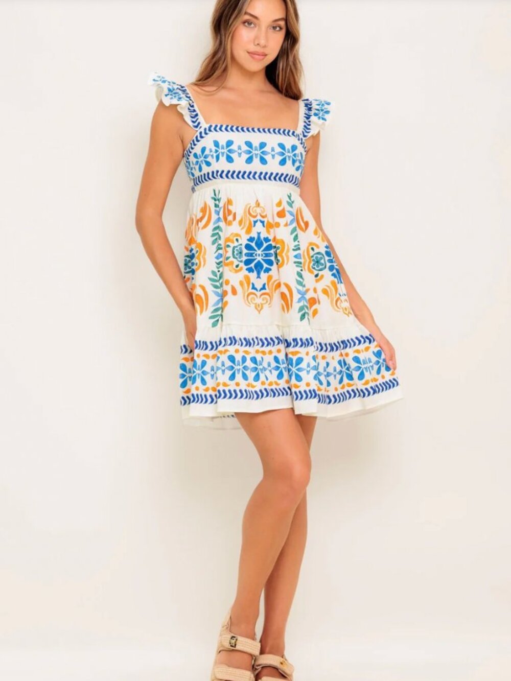NWOT Flying Tomato Smocked Tiered Ruffle Sundress Mini Dress White | Size S